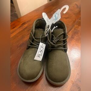 The Children's Place Boy’s Lace Up Teddy Kids Boots - Forest Green